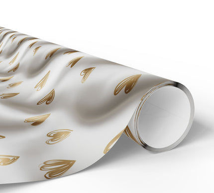 GoldenSketch – Gold Foil Scribble Hearts on Satin White wrapping paper