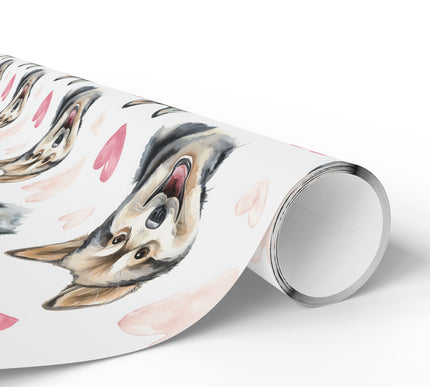 Frosted Heartpaws – Romantic Alaskan Klee Kai Portrait wrapping paper