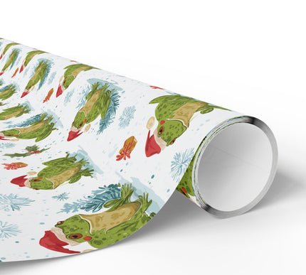 Frosttoad – Christmas Frog with Santa Hat Wrapping Paper