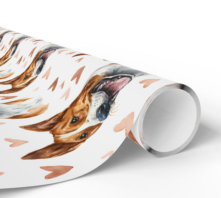 Copperheart Muse – Basenji watercolor hearts wrapping paper