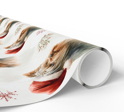 Yorkie Cheer – Yorkshire Terrier Christmas Dog with Santa Hat Wrapping Paper