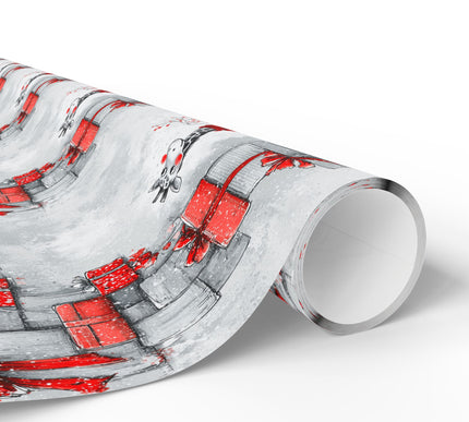 Berryneck – Giraffe with Red Scarf and Gifts Christmas Wrapping Paper