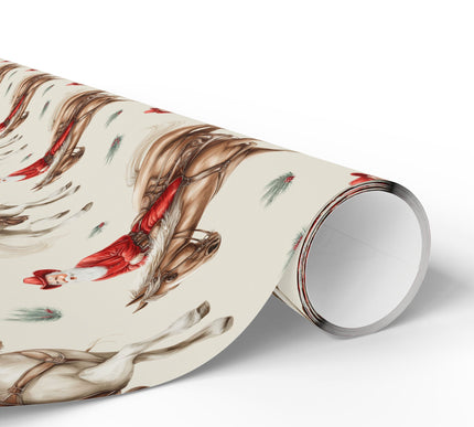 Yule Cowboy Santa – Santa on a Horse with Cowboy Hat Wrapping Paper