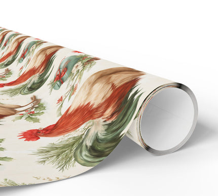 Holiday Rooster – Farmhouse Christmas Wrapping Paper