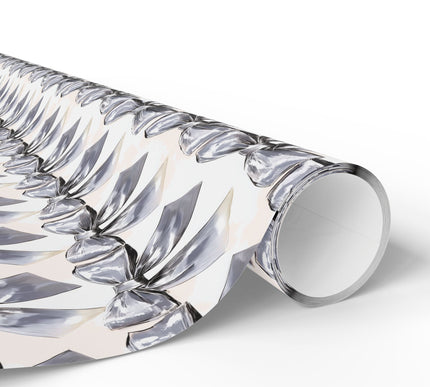SatinCharm – Glossy Silver Satin Bow Wrapping Paper