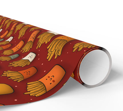 Golden Crunch Cuties - Happy Fries Pattern Wrapping Paper