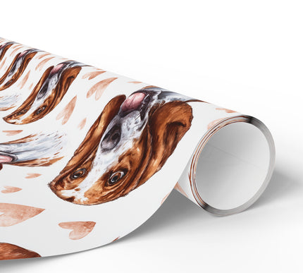 Honeytrail Love – Beagle watercolor hearts wrapping paper
