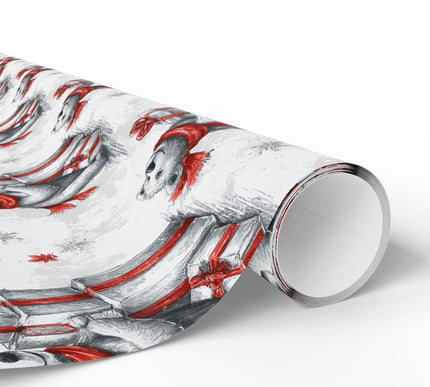 Polar Charm – Winter Bear with Red Scarf Christmas Wrapping Paper