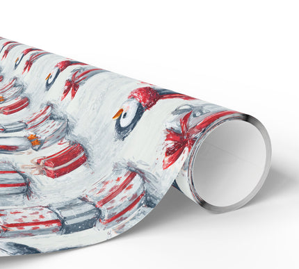 FrostFeathers – Penguin Christmas Wrapping Paper