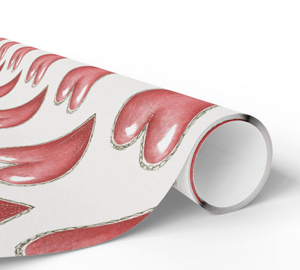 Heartwood Stitch – Vintage Red Heart Pattern Wrapping Paper