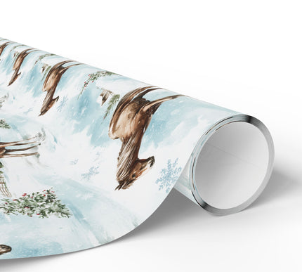WinterSteed – Brown Horse in Snowy Landscape Wrapping Paper