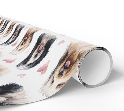Softpaw Harmony – Polish Lowland Sheepdog love hearts wrapping paper
