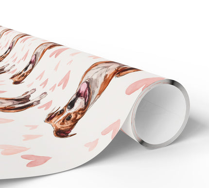 Rosy Pawtide – Australian Bulldog hearts wrapping paper
