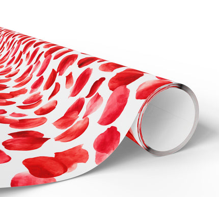 Petalwhirl – Red Watercolor Rose Petals on White Background Wrapping Paper