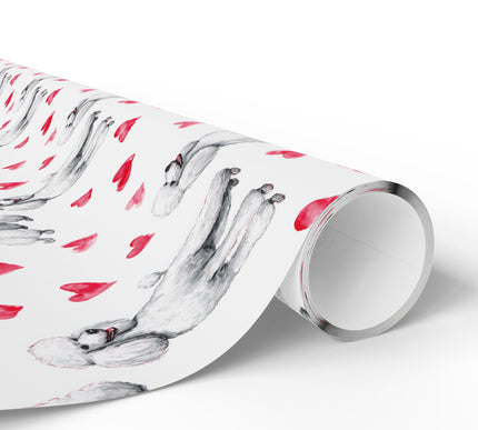 Snowpaw Elegance – white poodle heart wrapping paper