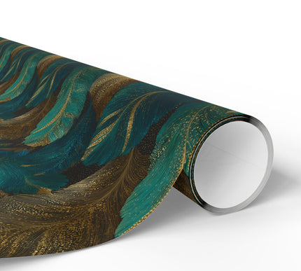 Gildfern – Elegant Gold and Teal Palm Leaf Wrapping Paper