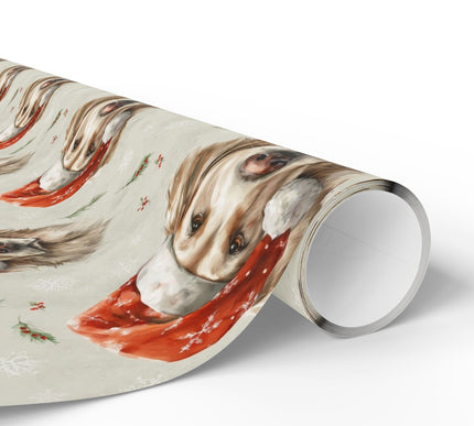Festive Gilded Light - Golden Retriever Christmas Gift Wrap