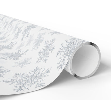FrostWhisper – White Snowflake Wrapping Paper