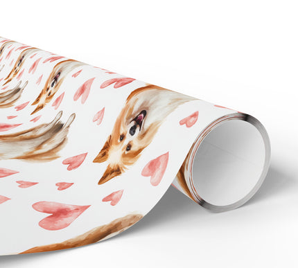 Snowblush Charm – Romantic American Eskimo Dog Sitting wrapping paper