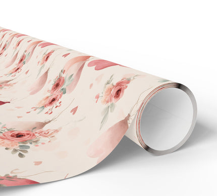 BlossomHearts – Romantic Watercolor Heart Balloons with Roses wrapping paper