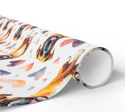 Goldenpulse Love – Boxer watercolor hearts wrapping paper