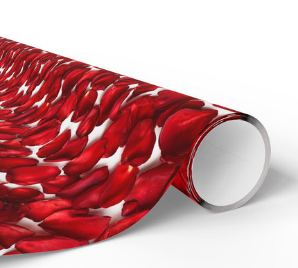 Velvetfall – Realistic Red Rose Petals on White Background Wrapping Paper