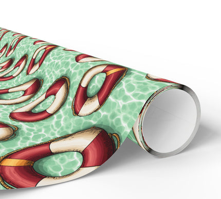Driftloop – Vintage Lifesaver Ring on Pool Water Wrapping Paper