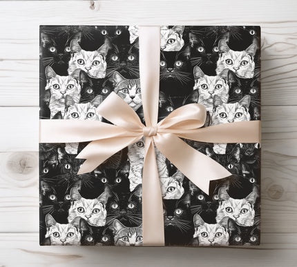 Festive black and white cats celebrating Christmas, perfect for pet lovers’ holiday gifts. 