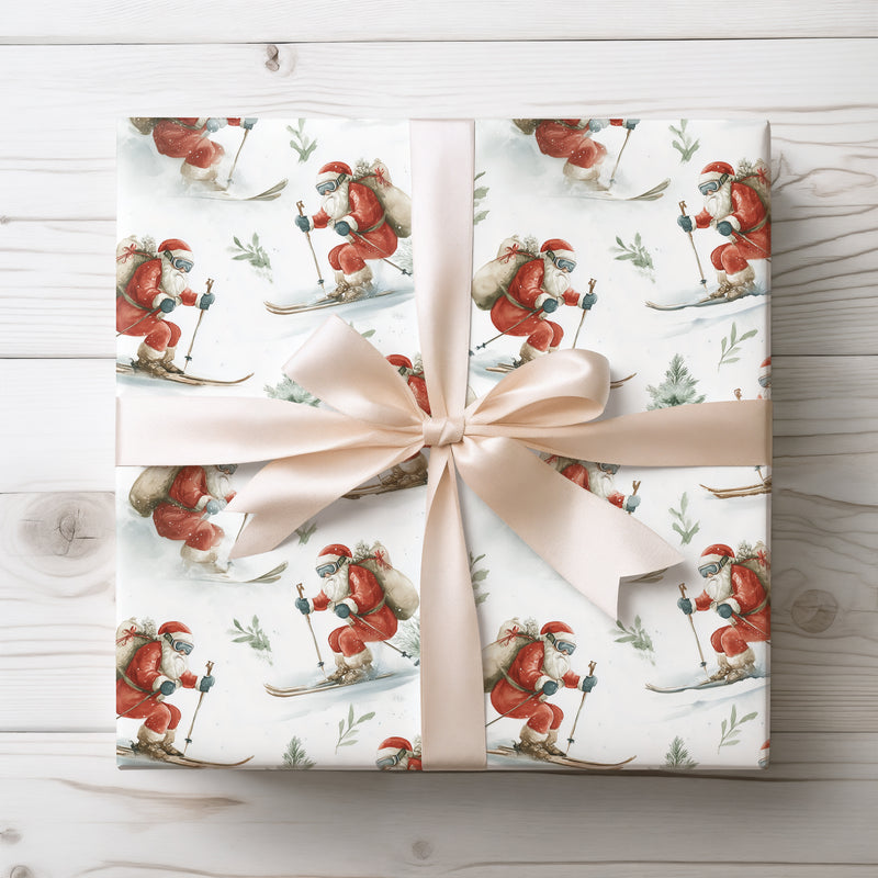 Alpine Noel Chase - Skiing Santa Wrapping Paper