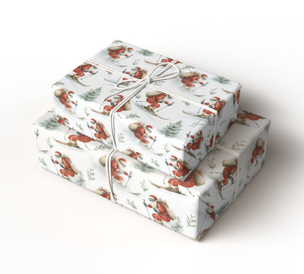 Alpine Noel Chase - Skiing Santa Wrapping Paper
