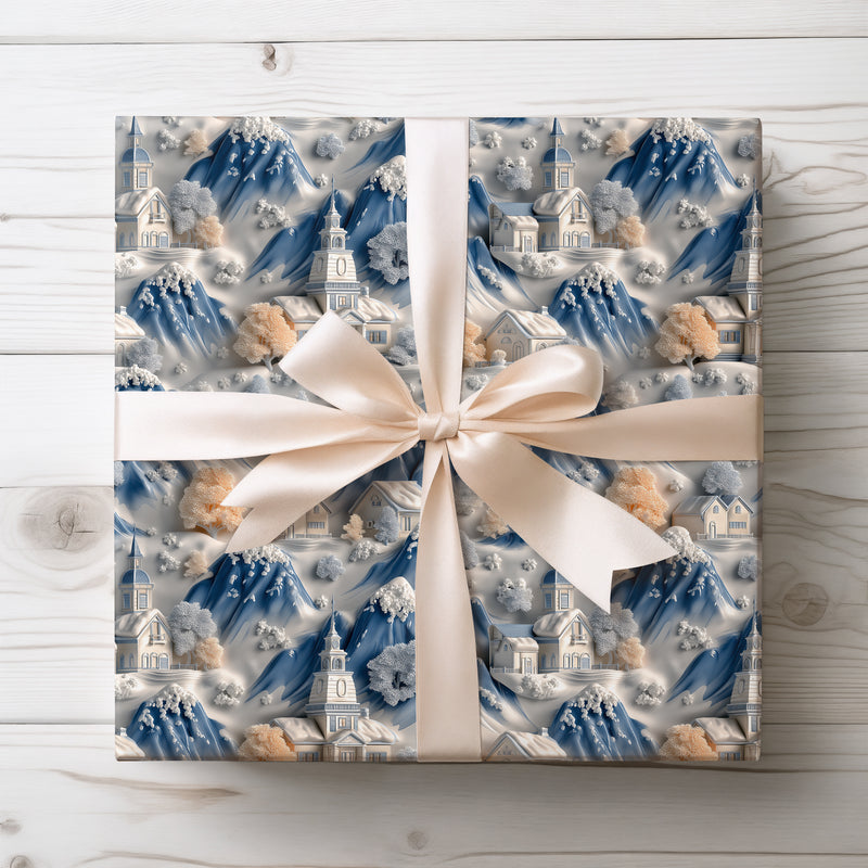 Alpine Reverie - Cozy Winter Village Scenic Wrapping paper