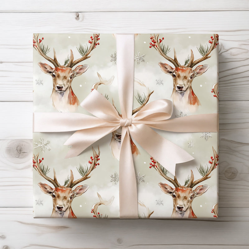 Frosthorn Enchant - Christmas Reindeer Wrapping Paper