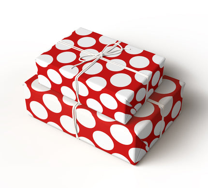 Bold Polka Delight - Red and White Large Polka Dot Wrapping Paper