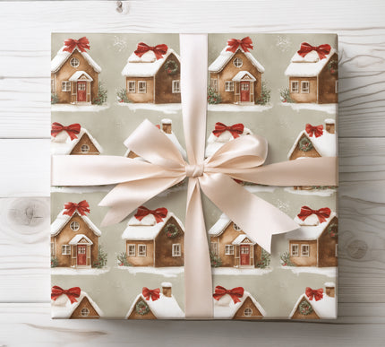 Delightful gingerbread houses with snowy rooftops, ideal for sweet and festive holiday gifts. 