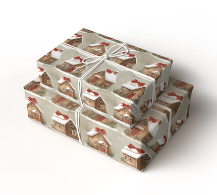 Cozy Ginger Cottages - Gingerbread Cottage Christmas Wrapping Paper