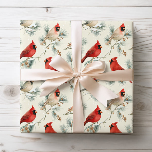 Crimson Serenade - Cardinal Bird Christmas Wrapping Paper