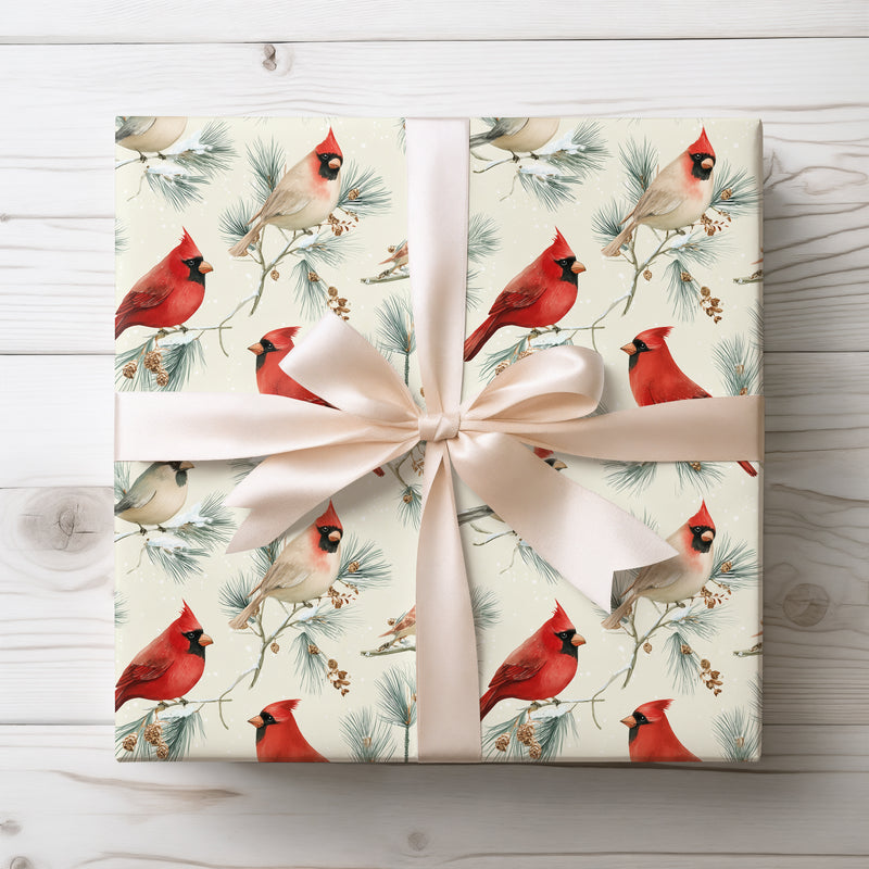 Crimson Serenade - Cardinal Bird Christmas Wrapping Paper
