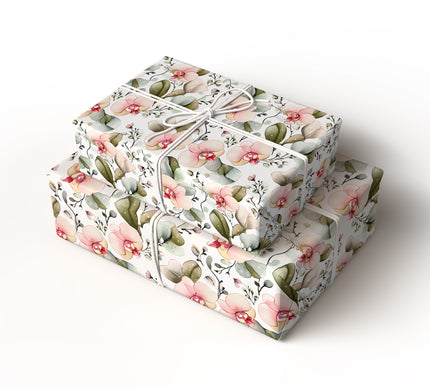 Eden Leaves - Lush Orchid Flower Wrapping Paper