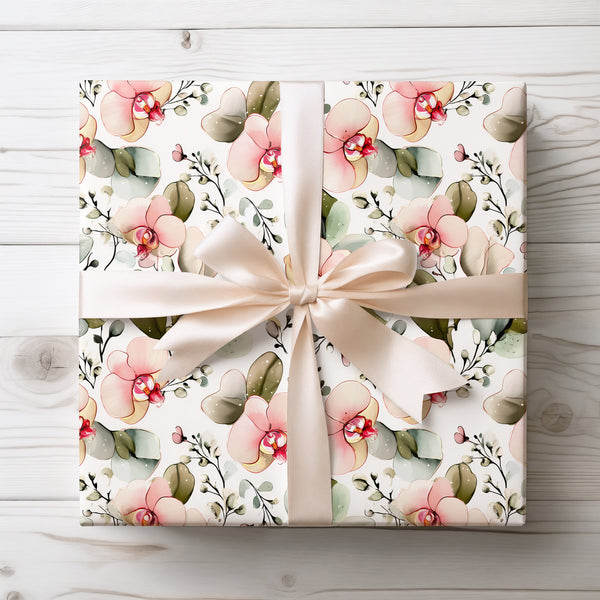 Eden Leaves - Lush Orchid Flower Wrapping Paper