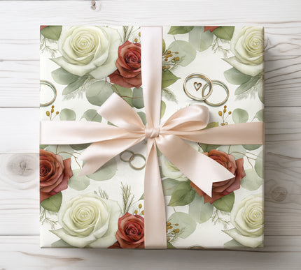 Timeless and romantic floral wedding wrapping paper featuring everlasting blossoms, perfect for bridal gifts. 