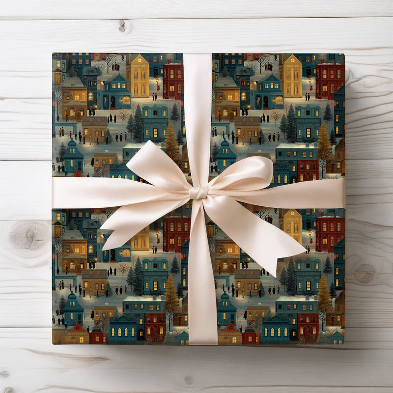 Frostbound Village - Cozy Winter Town Christmas Wrapping Paper