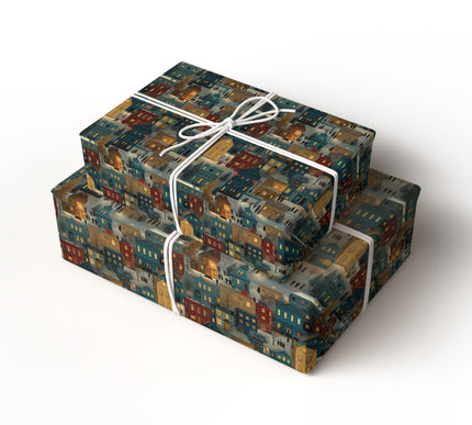 Frostbound Village - Cozy Winter Town Christmas Wrapping Paper