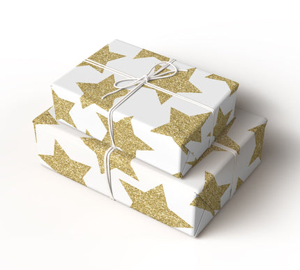 Twinkling Skies - Gold Star Pattern Wrapping Paper