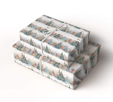 Winterspire Skyline - Christmas Cityscape Wrapping Paper
