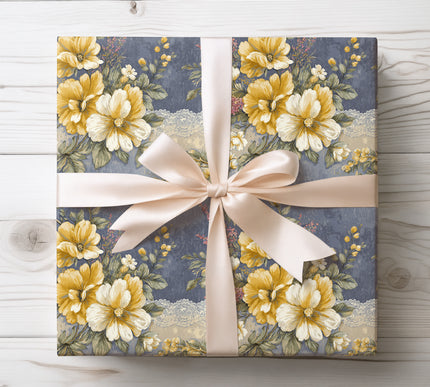 Elegant vintage lace pattern in soft tones, ideal for weddings, anniversaries, and classic gift wrapping. 