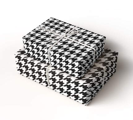 Pied Check - Sophisticated Black and White Houndstooth Pattern Wrapping Paper