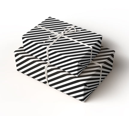 Monochrome Stripes - Classic Black and White Diagonal Stripe Wrapping Paper