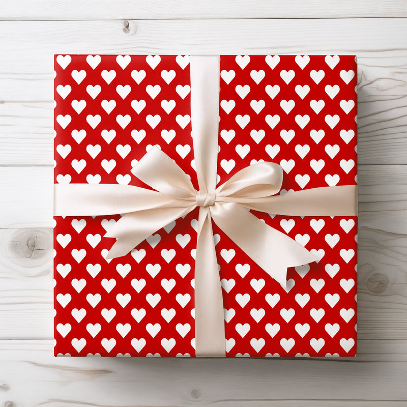 Ruby Serenade - Red Heart Pattern Wrapping Paper