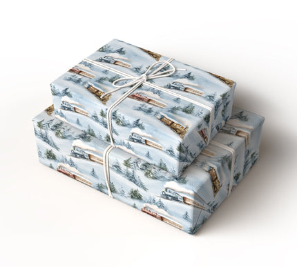 Snowbound Express - Vintage Train Christmas Wrapping Paper