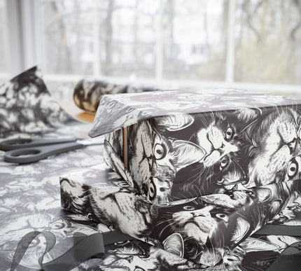 Meow Mood - Funny Black and White Cat Wrapping Paper